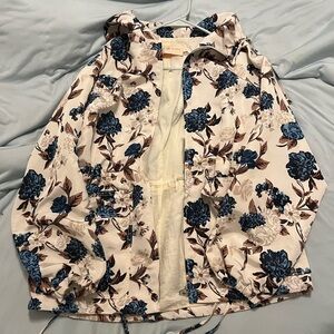 Tory Burch Printed Windbreaker Caramel Mixed Floral Size L